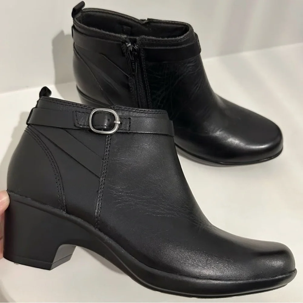 Clarks Black Ankle Booties with Buckle